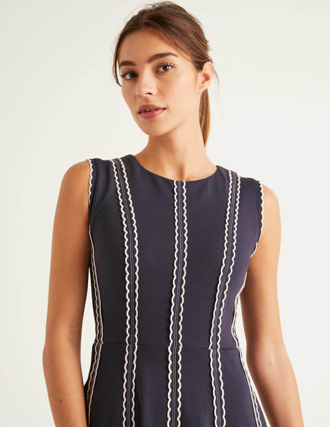 Eve Ponte-Midikleid mit Muschelsaum - Navy Eve Ponte-Midikleid mit Muschelsaum - Navy