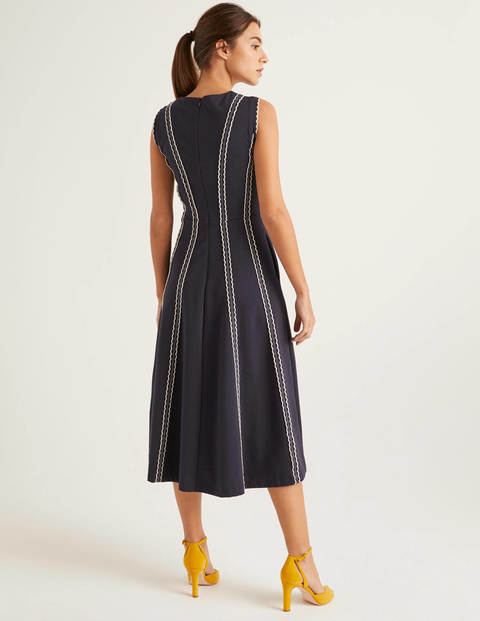 Eve Ponte-Midikleid mit Muschelsaum - Navy Eve Ponte-Midikleid mit Muschelsaum - Navy