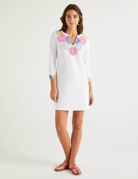 Eda Embroidered Jersey Tunic - White/Multi Eda Embroidered Jersey Tunic - White/Multi