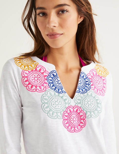 Eda Embroidered Jersey Tunic - White/Multi Eda Embroidered Jersey Tunic - White/Multi