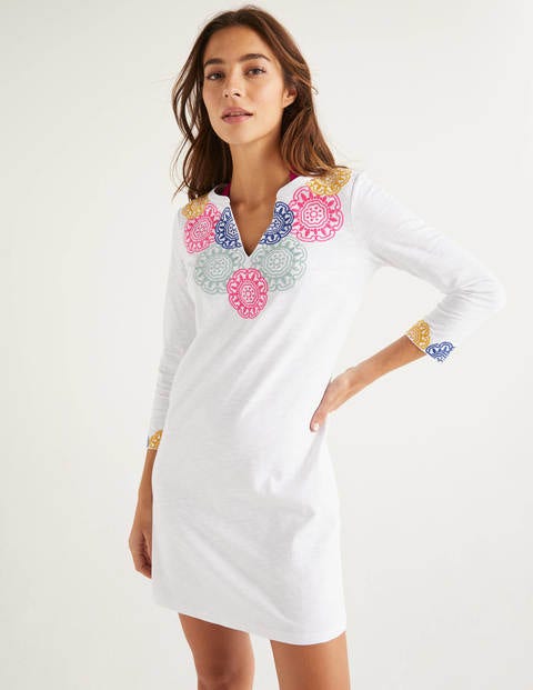 Eda Embroidered Jersey Tunic - White/Multi Eda Embroidered Jersey Tunic - White/Multi