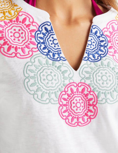 Eda Embroidered Jersey Tunic - White/Multi Eda Embroidered Jersey Tunic - White/Multi