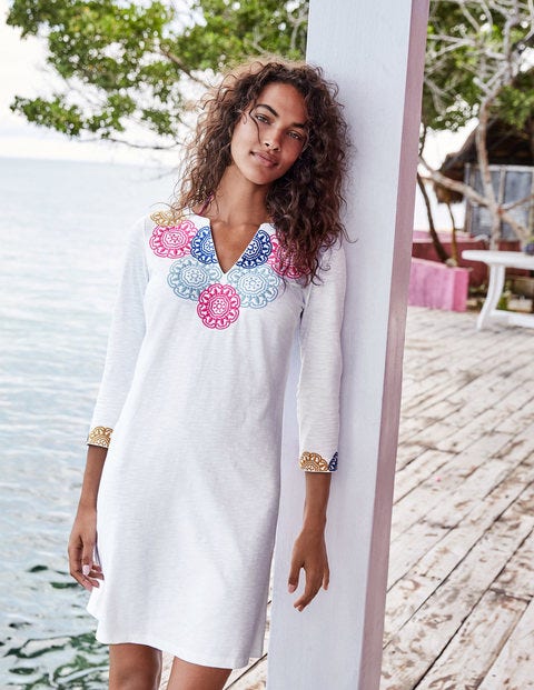 Eda Embroidered Jersey Tunic - White/Multi Eda Embroidered Jersey Tunic - White/Multi
