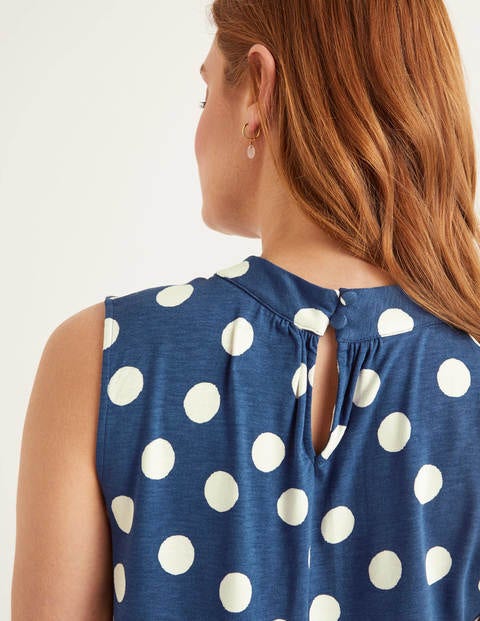 Thomasina High Neck Top - Blue Decadence/Ivory Spot Thomasina High Neck Top - Blue Decadence/Ivory Spot