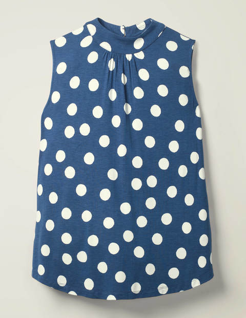 Thomasina High Neck Top - Blue Decadence/Ivory Spot Thomasina High Neck Top - Blue Decadence/Ivory Spot