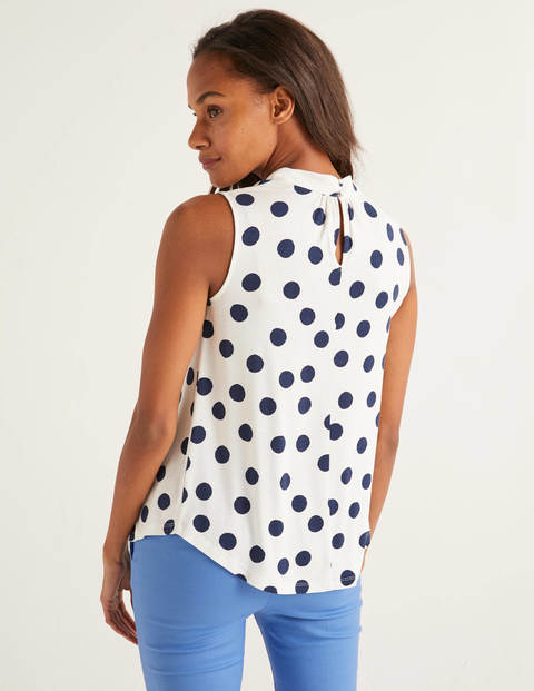 Thomasina High Neck Top - Ivory/Navy Spot Thomasina High Neck Top - Ivory/Navy Spot