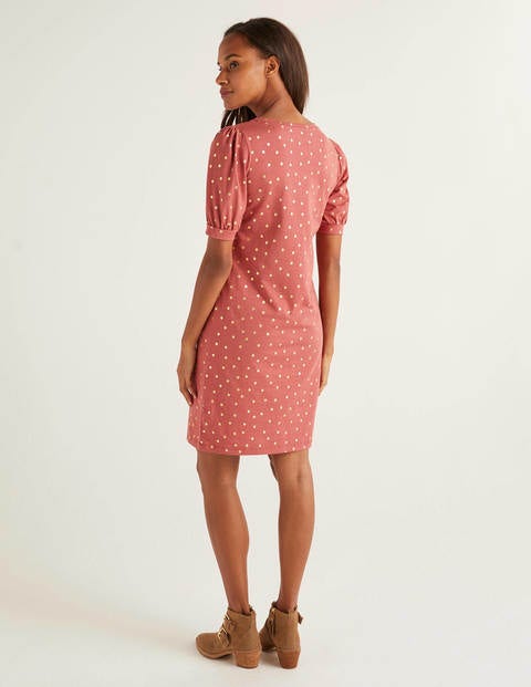 Zoe Jersey T-Shirt Dress - Rouge and Gold, Polka Spot Zoe Jersey T-Shirt Dress - Rouge and Gold, Polka Spot