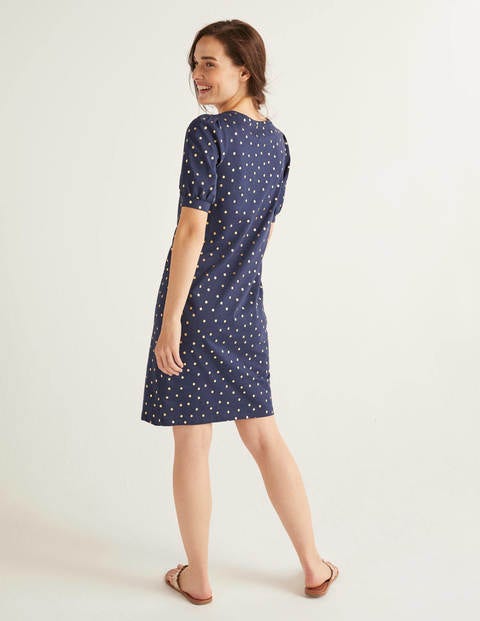 Zoe Jersey T-shirt Dress - Navy, Polka Spot Zoe Jersey T-shirt Dress - Navy, Polka Spot