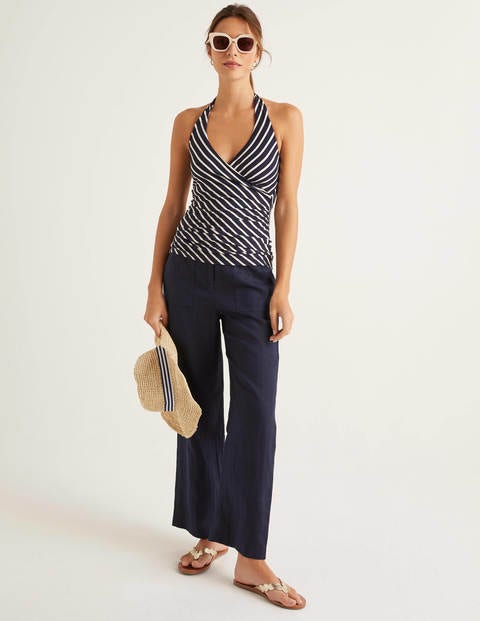 Tess Halterneck Jersey Top - Navy/Ivory Stripe Tess Halterneck Jersey Top - Navy/Ivory Stripe