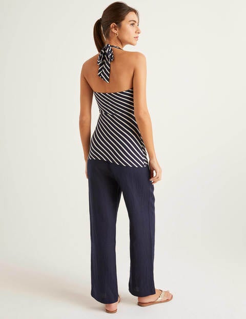 Tess Halterneck Jersey Top - Navy/Ivory Stripe Tess Halterneck Jersey Top - Navy/Ivory Stripe