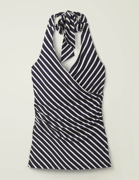 Tess Halterneck Jersey Top - Navy/Ivory Stripe Tess Halterneck Jersey Top - Navy/Ivory Stripe