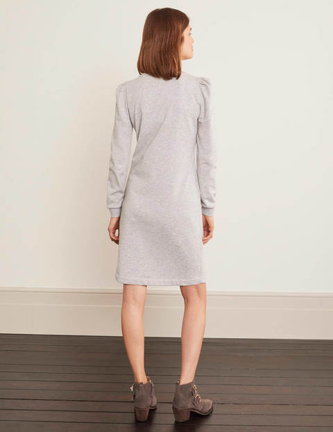 Puff Sleeve Sweatshirt Dress - Grey Marl Puff Sleeve Sweatshirt Dress - Grey Marl