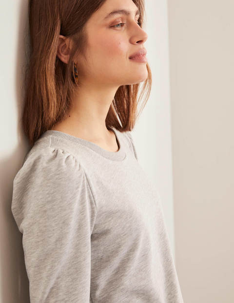 Puff Sleeve Sweatshirt Dress - Grey Marl Puff Sleeve Sweatshirt Dress - Grey Marl