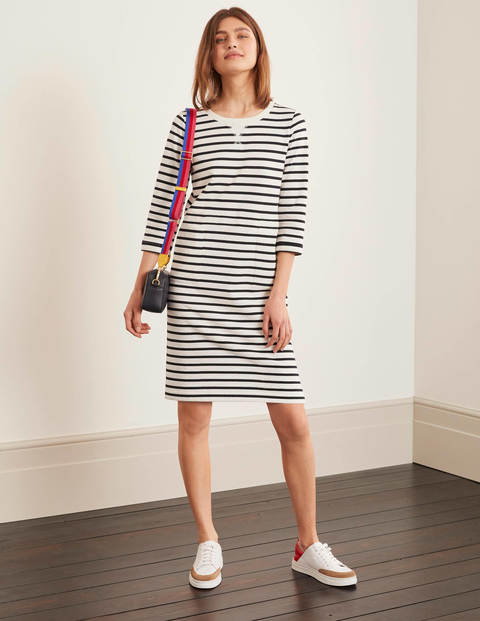 Hannah Sweatshirt Dress - Ivory/ Navy Hannah Sweatshirt Dress - Ivory/ Navy