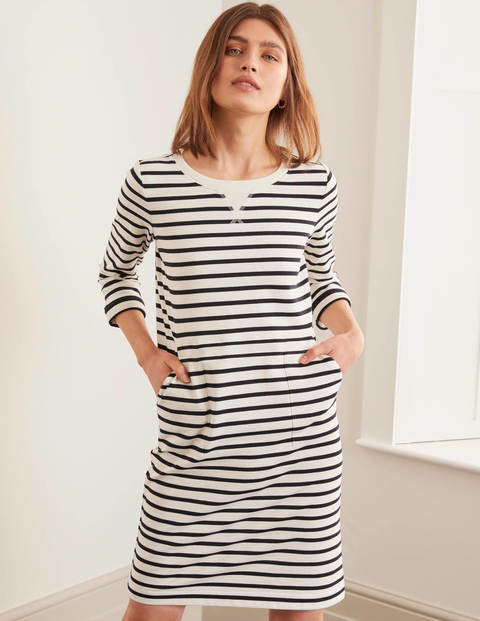 Hannah Sweatshirt Dress - Ivory/ Navy Hannah Sweatshirt Dress - Ivory/ Navy