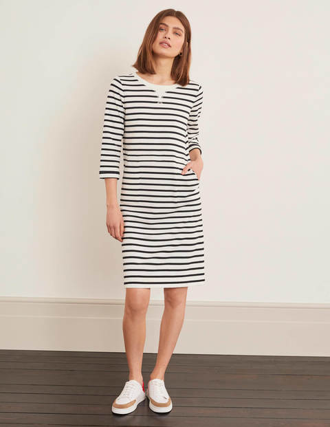 Hannah Sweatshirt Dress - Ivory/ Navy Hannah Sweatshirt Dress - Ivory/ Navy
