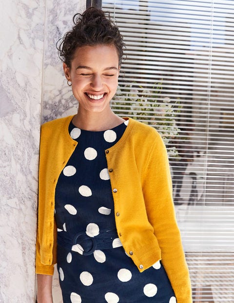 Cashmere Crop Crew Cardigan - Tuscan Sun Cashmere Crop Crew Cardigan - Tuscan Sun