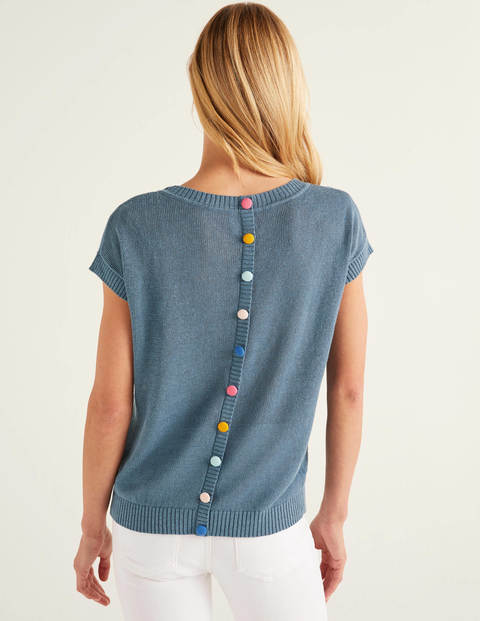 Aubrey Button Back Linen Tee - Sailor Aubrey Button Back Linen Tee - Sailor