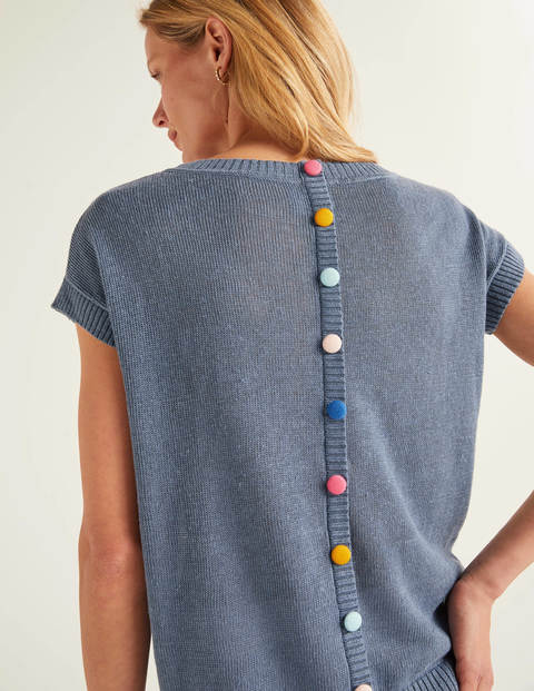Aubrey Button Back Linen Tee - Sailor Aubrey Button Back Linen Tee - Sailor