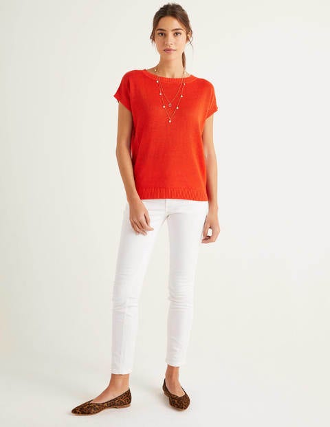 T-shirt Aubrey en lin boutonné dans le dos - Orange crépuscule T-shirt Aubrey en lin boutonné dans le dos - Orange crépuscule