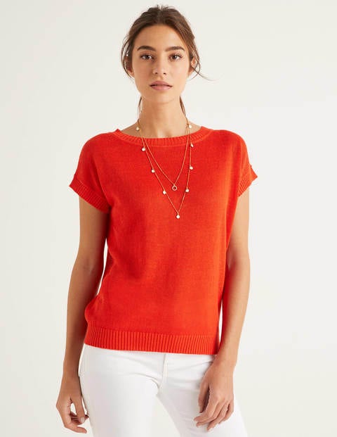 T-shirt Aubrey en lin boutonné dans le dos - Orange crépuscule T-shirt Aubrey en lin boutonné dans le dos - Orange crépuscule