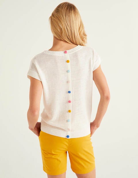Aubrey Button Back Linen Tee - Ivory Aubrey Button Back Linen Tee - Ivory