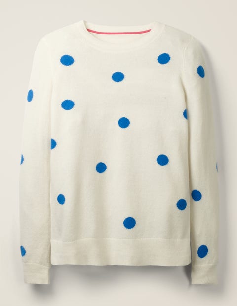 Cashmere Crew Neck Sweater - Bold Blue Spot Cashmere Crew Neck Sweater - Bold Blue Spot