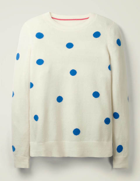 Cashmere Crew Neck Sweater - Bold Blue Spot Cashmere Crew Neck Sweater - Bold Blue Spot