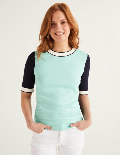 Abingdon Knitted Tee - Light Surf Colourblock Abingdon Knitted Tee - Light Surf Colourblock