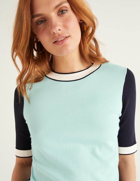 Abingdon Knitted Tee - Light Surf Colourblock Abingdon Knitted Tee - Light Surf Colourblock