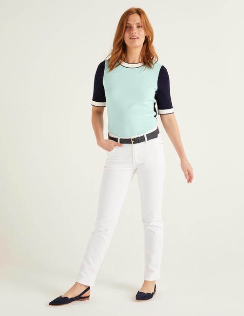 Abingdon Knitted Tee - Light Surf Colourblock Abingdon Knitted Tee - Light Surf Colourblock