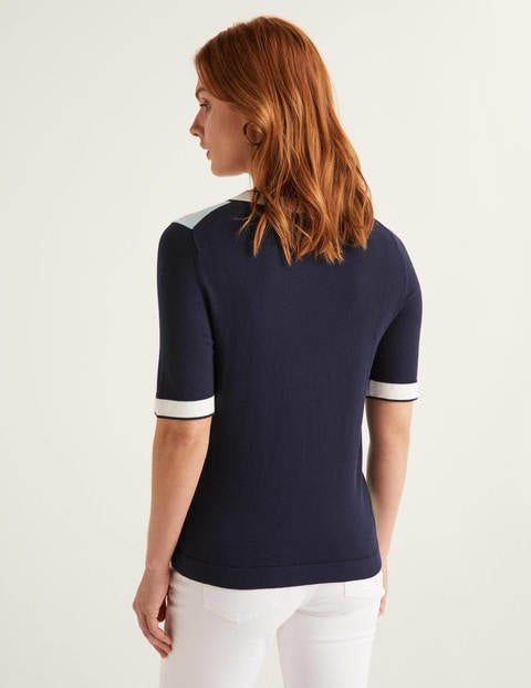Abingdon Knitted Tee - Light Surf Colourblock Abingdon Knitted Tee - Light Surf Colourblock