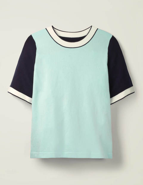 Abingdon Knitted Tee - Light Surf Colourblock Abingdon Knitted Tee - Light Surf Colourblock