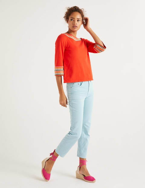 Pull Monmouth brodé - Orange crépuscule Pull Monmouth brodé - Orange crépuscule