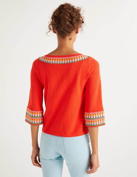 Pull Monmouth brodé - Orange crépuscule Pull Monmouth brodé - Orange crépuscule