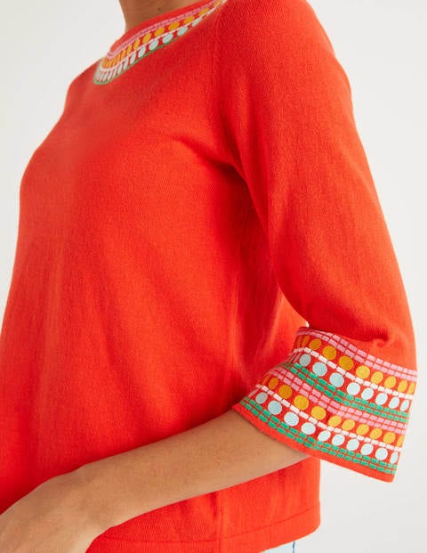Monmouth Embroidered Jumper - Orange Sunset Monmouth Embroidered Jumper - Orange Sunset