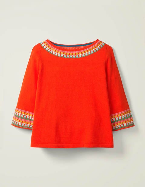 Pull Monmouth brodé - Orange crépuscule Pull Monmouth brodé - Orange crépuscule