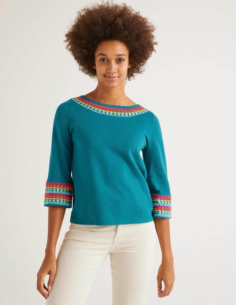 Monmouth Embroidered Jumper - Vibrant Teal Monmouth Embroidered Jumper - Vibrant Teal
