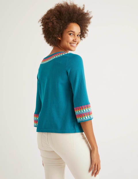 Monmouth Embroidered Jumper - Vibrant Teal Monmouth Embroidered Jumper - Vibrant Teal