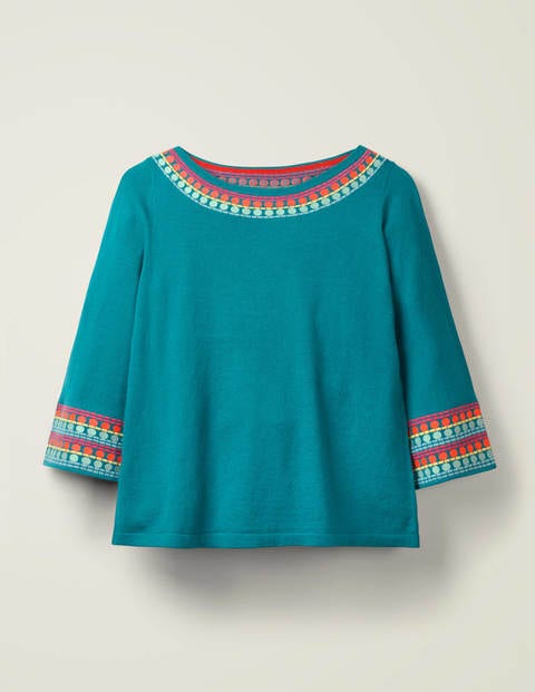 Monmouth Embroidered Jumper - Vibrant Teal Monmouth Embroidered Jumper - Vibrant Teal