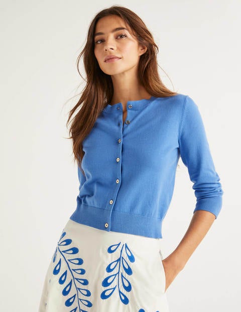 Eldon Cotton Crop Cardigan - Sky Blue Eldon Cotton Crop Cardigan - Sky Blue