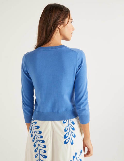 Eldon Cotton Crop Cardigan - Sky Blue Eldon Cotton Crop Cardigan - Sky Blue