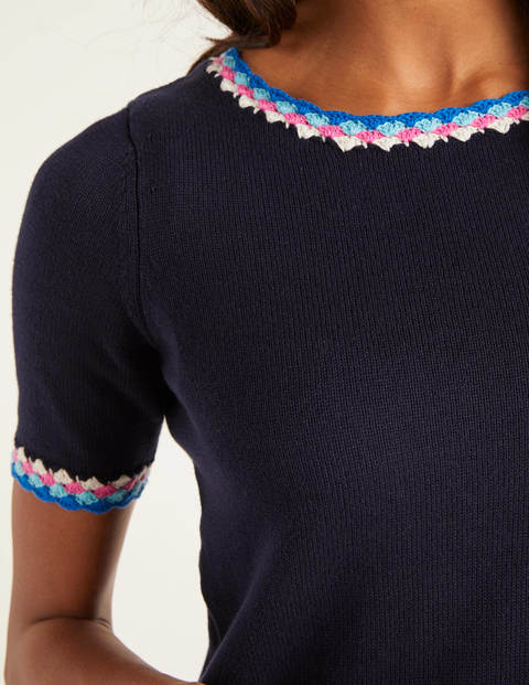 Albemarle Crochet Cotton Tee - Navy Albemarle Crochet Cotton Tee - Navy