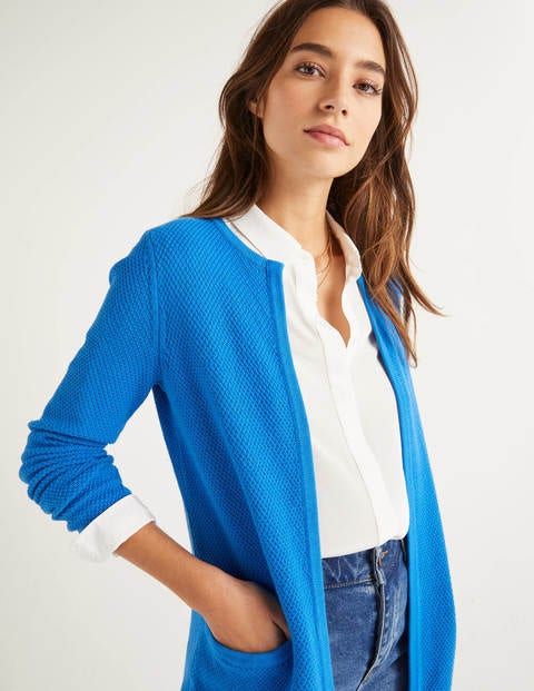 Langer strukturierter Cardigan - Kräftiges Blau Langer strukturierter Cardigan - Kräftiges Blau