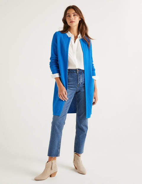 Langer strukturierter Cardigan - Kräftiges Blau Langer strukturierter Cardigan - Kräftiges Blau