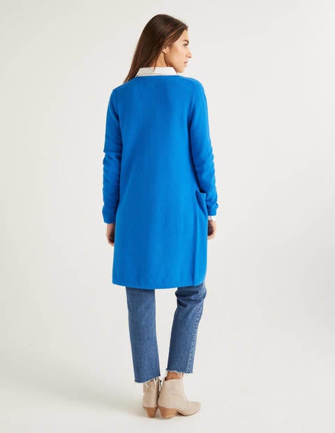 Langer strukturierter Cardigan - Kräftiges Blau Langer strukturierter Cardigan - Kräftiges Blau
