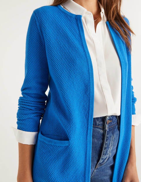 Long Textured Cardigan - Bold Blue Long Textured Cardigan - Bold Blue