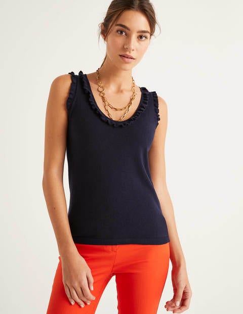 Chicester Frill Knitted Tank - Navy Chicester Frill Knitted Tank - Navy