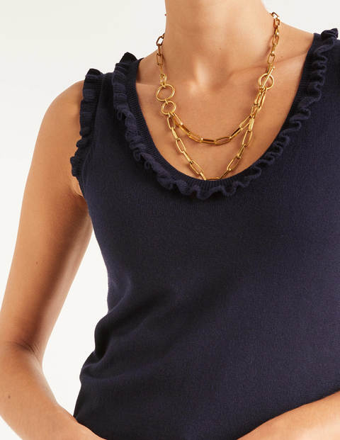 Chichester Frill Knitted Vest - Navy Chichester Frill Knitted Vest - Navy