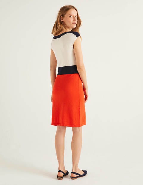 Robe Vera en maille à ceinture - Colourblock orange crépuscule Robe Vera en maille à ceinture - Colourblock orange crépuscule